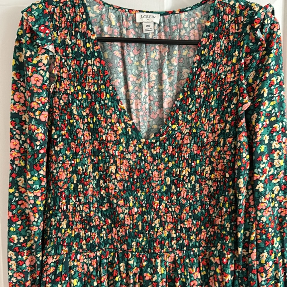 JCrew Smocked Floral Midi Dress